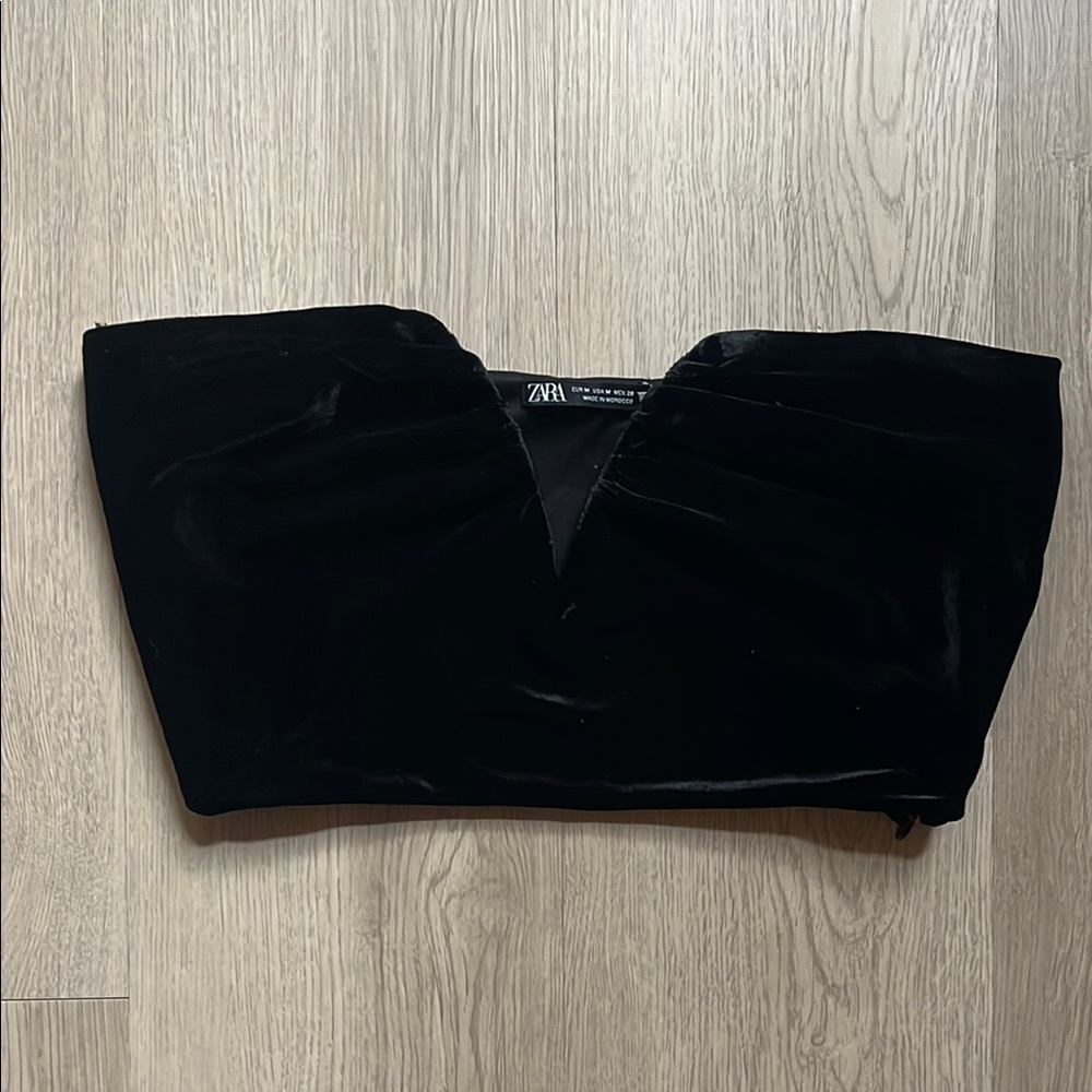 Zara Black Velvet Strapless Bustier